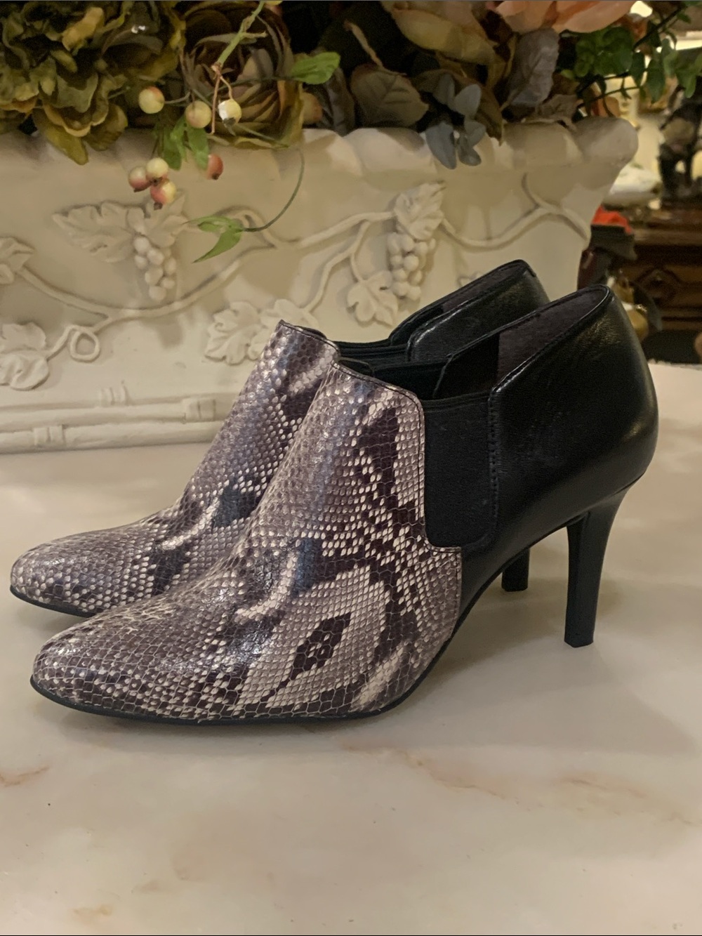 Cole Haan Snake Print Black Gray Bootie size 7 M